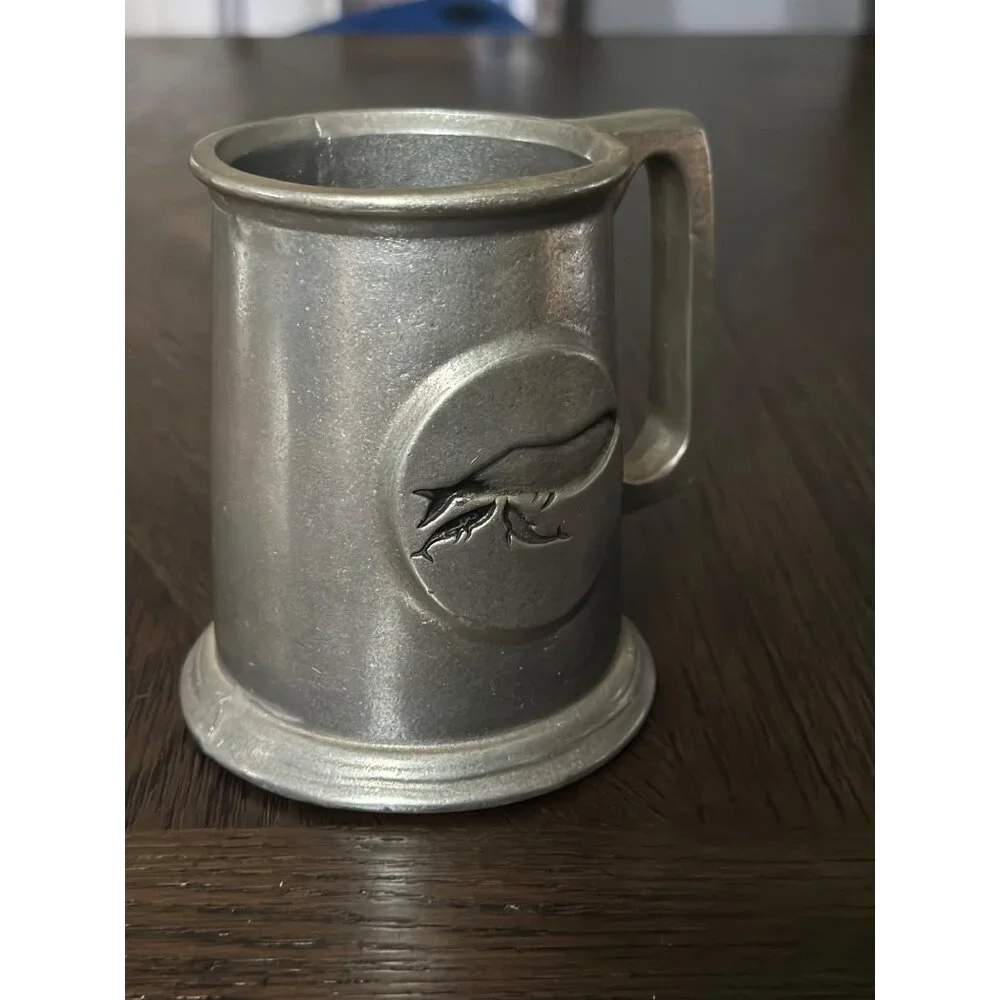 Vintage Pewter Whale‎ Tankard Mug With Handle
